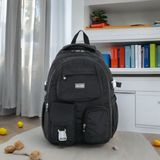 Shopiolog Ilkokul Kawaii Sırt Çanta Ortapedik Su Geçirmez Memory Kumaş 3 Bölme Suluklu Laptop Bölmeli 2 Cepli - 0TB-Siyah