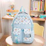 Shopiolog Ilkokul Kawaii Sırt Çanta Ortapedik Su Geçirmez Memory Kumaş 3 Bölme Suluklu Laptop Bölmeli 2 Cepli - Mavi