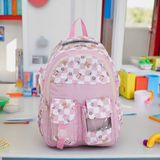 Shopiolog Ilkokul Kawaii Sırt Çanta Ortapedik Su Geçirmez Memory Kumaş 3 Bölme Suluklu Laptop Bölmeli 2 Cepli - Pembe