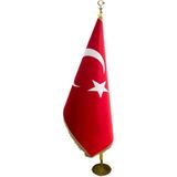 Shopiolog Pirinç Fimli Makam BAYRAĞI-245 cm (Simli) - Kırmızı