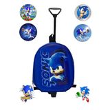 Shopiolog Sonic Anaokulu Kreş Çocuk Valiz Sırt Çantası Çekçekli Sonic Tekerlekli