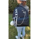 Shopiolog Unisex Kore Model Sırt Çantası - Siyah - Beyaz
