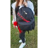 Shopiolog Unisex Kore Model Sırt Çantası - Siyah - Kırmızı