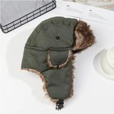 Shopiolog Unisex Kürklü Pilot Şapka - Standart - Haki Yeşil