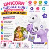 Shoplandu Çocuklar Için Pilli Kaliteli Sevimli Baloncuk Tabancası + Likit - Köpük Çıkarma Makinası Unicorn Karakter - Mor