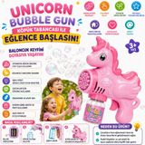 Shoplandu Çocuklar Için Pilli Kaliteli Sevimli Baloncuk Tabancası + Likit - Köpük Çıkarma Makinası Unicorn Karakter - Pembe