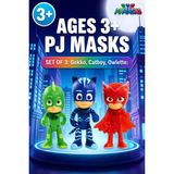 Shoplandu Pj Masks Pijamaskeliler Kutulu 3lü Set Kedi Çocuk, Kertenkele Çocuk, Baykuş Kız - Renkli