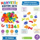 Shoplandu Renkli Eğitici Manyetik Set Harfler ve Rakamlar Seti Magnet Alfabe Rakam Mıknatıslı Alfabe Rakam 51 Parça
