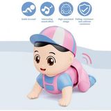 Shoplandu Sevimli Emekleyen Şapkalı Oyuncak Bebek - 12 cm Bebekler Için Sesli Müzikli Emekleme Arkadaşı - Mavi