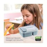 Shoplet 3 Bölmeli Beslenme Kabı 920 ml Sosluklu Sızdırmaz Kapaklı Bpa Içermez Çatal Kaşık Dahil Lunch Box Bölmeli Yemek Kabı (Gri) - 0,5 x 7 cm