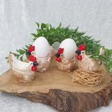 Shoplet 4 Lü Sevimli Tavuk Şeklinde Yumurtalık Dekor Krem