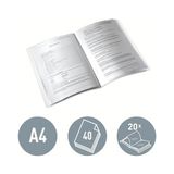 Shoplet A4 Sunum Dosyası, Metalik Mavi, 20 Şeffaf Poşetli, 40 A4 Sayfa Kapasiteli, 46310036