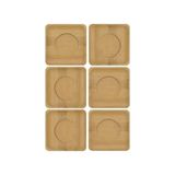 Shoplet Bambu Çay Tabağı Altlığı, Kare Şekilli, Bej, Elde Yıkama Önerilen, Bulaşık Makinesi Uygun Değil, 10 x 10 Cm, 6 Parça - 0,5 x 7 cm