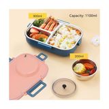 Shoplet Beslenme Kutusu Paslanmaz Çelik - 1100 ml Sos (Yoğurt) Kaseli Yeni Nesil Lunch Box (Mavi) - 0,5 x 7 cm