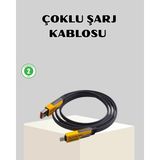 Shoplet Buğz 65W Çoklu Şarj Kablosu 4’ü 1 Arada Örgülü Hızlı Veri Aktarım Usb-C Usb-A