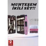 Shoplet Buğz Elektrikli Manikür Pedikür Seti Ikili Set 12 Parça Tırnak Bakımı Törpü Protez Çıkarma