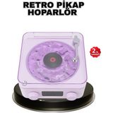Shoplet Buğz Projektör Işıklı Retro Hoparlör Bluetooth Aux USB Hafıza Kartlı 360° Sesli Şarjlı