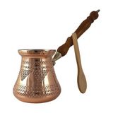 Shoplet Dede Copper - Pcz Serisi (LARGE-14FL.OZ) - Ahşap Saplı En Kalın Katı Bakır Oymalı/dövülmüş Türk Yunan Arap Kahve Demliği, Ocak Üstü Kahve Makinesi Cezve, Jezve, Jazva, Ibrik, Briki (Parlak)