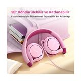 Shoplet Earfun S1 Kablolu Kulaküstü Çocuk Kulaklık - Ayarlanabilir Kafa Bandı - Okul/seyahat/erkek/kız Çocuklar/bilgisayar/tablet Için Taşınabilir - Pembe