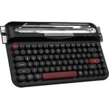 Shoplet Kablosuz Bluetooth & 2.4g Çift Modlu Retro Daktilo Tasarımlı Klavye – Yuvarlak Tuşlu, Tablet & Telefon Standlı, Ergonomik, Taşınabilir, Pille Çalışan, Sessiz ve Konforlu AF84 Siyah