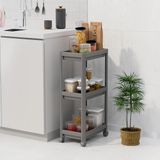 Shoplet Peggy 3 Katlı Tekerlekli Raf Ünitesi - 36X71X23 cm Dar Alan Düzenleyici - Mutfak ve Banyo Için Aletsiz Kurulum Servis Arabası (Beyaz - Siyah - Gri) (Gri) - 00 Beyaz