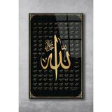 Shopping Haven Allah'ın 99 Ismi Dini Cam Tablo, Ev Ofis Duvar Dekoru, Hediyelik Büyük Tablo Dekor - 35 x 23