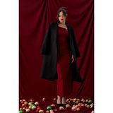 Shopping Shop Kuşaklı Uzun Kaşe Kaban SIYAH - XL