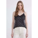 Shopping Shop Puantiye Desenli Askılı Saten Bluz SIYAH