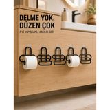 Shoppingfestr Siyah Metal Tuvalet Kağıdı Tutucu 5’li Set Yapışkanlı Duvar Tipi Banyo Wc Askısı Tk - Çok Renkli