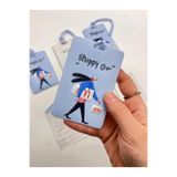 Shoppy Go Alışveriş Temalı Çift Bölme Mavi Renk Bavul Etiketi Bagaj Kartlığı Valiz İsimliği 10,5x7cm