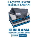 Shoppypella.com 6'lı Mikrofiber Temizlik Bezi, Cam, Araba Silme Bezi, Mutfak, Fiber Temizleme Bezi, 60x40cm