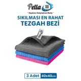 Shoppypella.com Pella Classic 3'lü Mikrofiber Araba, Cam, Mutfak Temizlik Bezi, Yeşil (40X40CM)