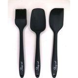 Shopset Isıya Dayanıklı Yanmaz Yapışmaz Silikon Spatula Seti 3 Parça Spa-Siyah-3 - 21