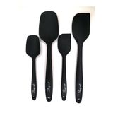 Shopset Isıya Dayanıklı Yanmaz Yapışmaz Silikon Spatula Seti 4 Parça - Siyah Takım