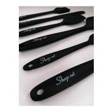 Shopset Isıya Dayanıklı Yanmaz Yapışmaz Silikon Spatula Seti 6 Parça - Siyah