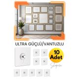 Shopura 10 Adet Süper Güçlü Çerçeve Askısı Pin Delgisiz Vidalı Tırnak Kanca Yapışkanlı Raf Tutucu Askı