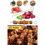 Shopura 20 Adet Kuşbaşı Çelik Çöp Şiş Çubuğu -Airfry Et Mangal Kebap Şişi - Barbekü Şişi