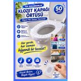Shopura Hijyenik Tek Kullanımlık Klozet Kapağı Poşeti 50 Adet Seyahat Tipi Tuvalet Koruyucu Örtü