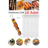 Shopura PREMIUM Çelik Çöp Şiş Çubuk 10 Adet Airfry Mangal Seti 20 cm