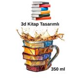 Shopura PREMIUM Seri 3 Boyutlu Kitap Şeklinde Cam Kupa Renkli Tasarım Kahve Çay ve Soğuk İçecek Bardak