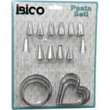 Shopwave 20PCS Pasta Süsleme Uç Seti= 12-Metal Kurabiye Kalıp Metal=3-Kalp - 3-Yuvarlak 2-Uç Tutucu Pls.adaptör (5047) - Çok Renkli