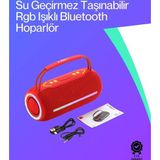 Shopwave 360 Rgb Led'li Taşınabilir Bluetooth Hoparlör – Kırmızı, Usb/tf Destekli