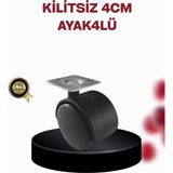 Shopwave 4 cm Döner Ayak Kilitsiz 4 Adet Mobilya Sehpa Ayağı