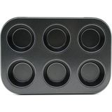 Shopwave 6 Gözlü Metal - Siyah Düz Muffin - Kek Kalip (5047)