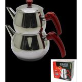 Shopwave AİLE BÜYÜK BOY KÜRE ÇELİK ÇAYDANLIK SETİ ÜST: 1.2LT - ALT: 2LT (5047)