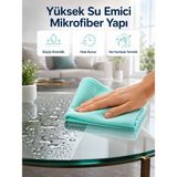 Shopwave Cam Ayna ve Parlak Yüzeyler Için Mikrofiber Temizlik Bezi Leke ve Iz Bırakmaz