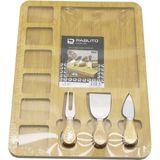 Shopwave Dikdörtgen 6+1 Bölmeli Mdf Kahvaltı Peynir Sunum Panosu 3 Bıçak=ahşap Sap 30X39.5CM (5047) - Inox