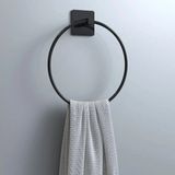 Shopwave Kendiliğinden Yapışkanlı Siyah Paslanmaz Metal Yuvarlak Havluluk (5047) - Çok Renkli