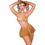 Shopwave Pullu Kadın Fantezi Kostüm Seksi Mini Etekli Parlak Payetli Gece Kostümü Esnek Kumaş Parti Konsept - 0-Kahverengi - 0,60 x 19 x 29 cm