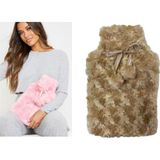 Shopwave Sicak Su Torbasi Ponponlu Termofor Peluş Bej 28X17CM 750ML - --